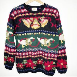 VINTAGE Talbot's Hand Knit 100% Wool Christmas Sweater Medium #UU